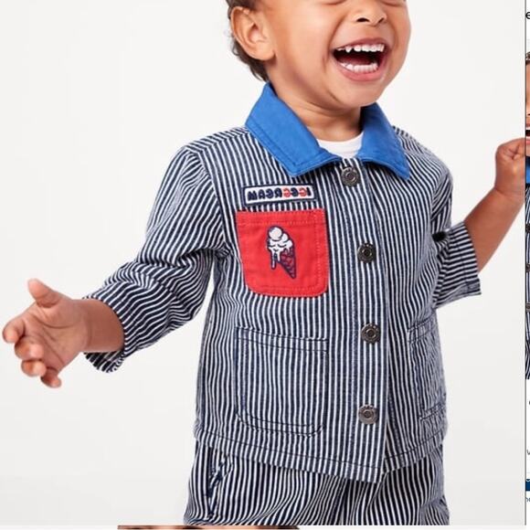 Old Navy Railroad Stripe Printed Loose Collared Twill Jacket - Picture 4 of 8